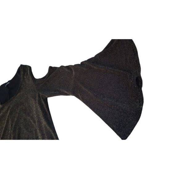 Nina Leonard Women's Size Medium Black & Gold Sparkle Knee Length Dress - Picture 3 of 8